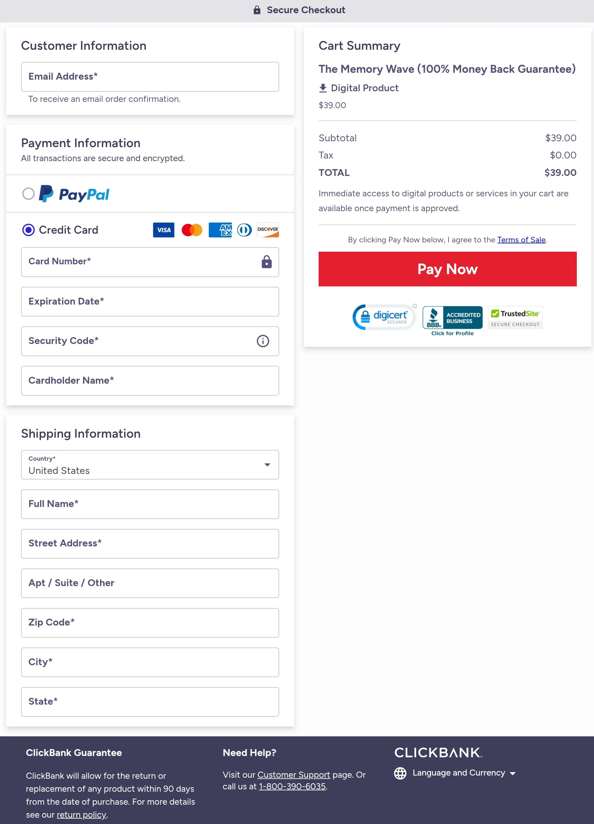 The Memory Wave order form